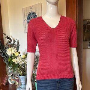 NWT chaps size small Women's V-Neck hole beachy Sweater - Red/pink
